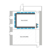 Nell'immagine, la planimetria della sala meeting Giove del Net Tower Hotel con allestimento a ferro di cavallo.